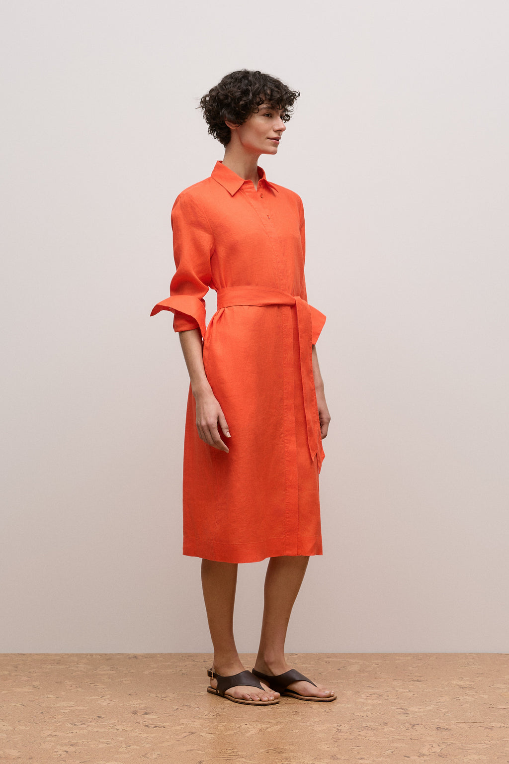 Delave Linen Long Sleeve Shirt Dress