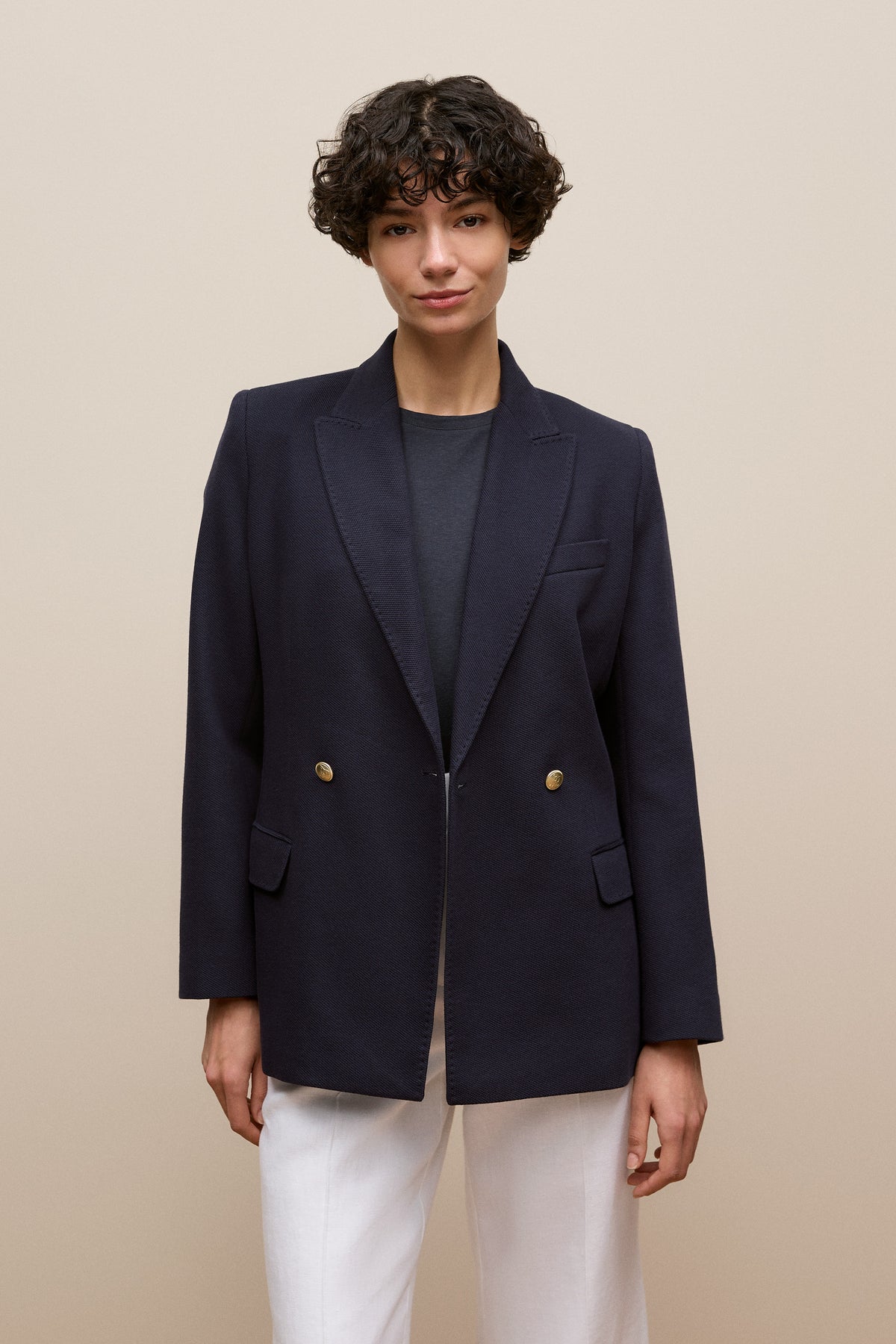 Pique Blend Double Breasted Blazer