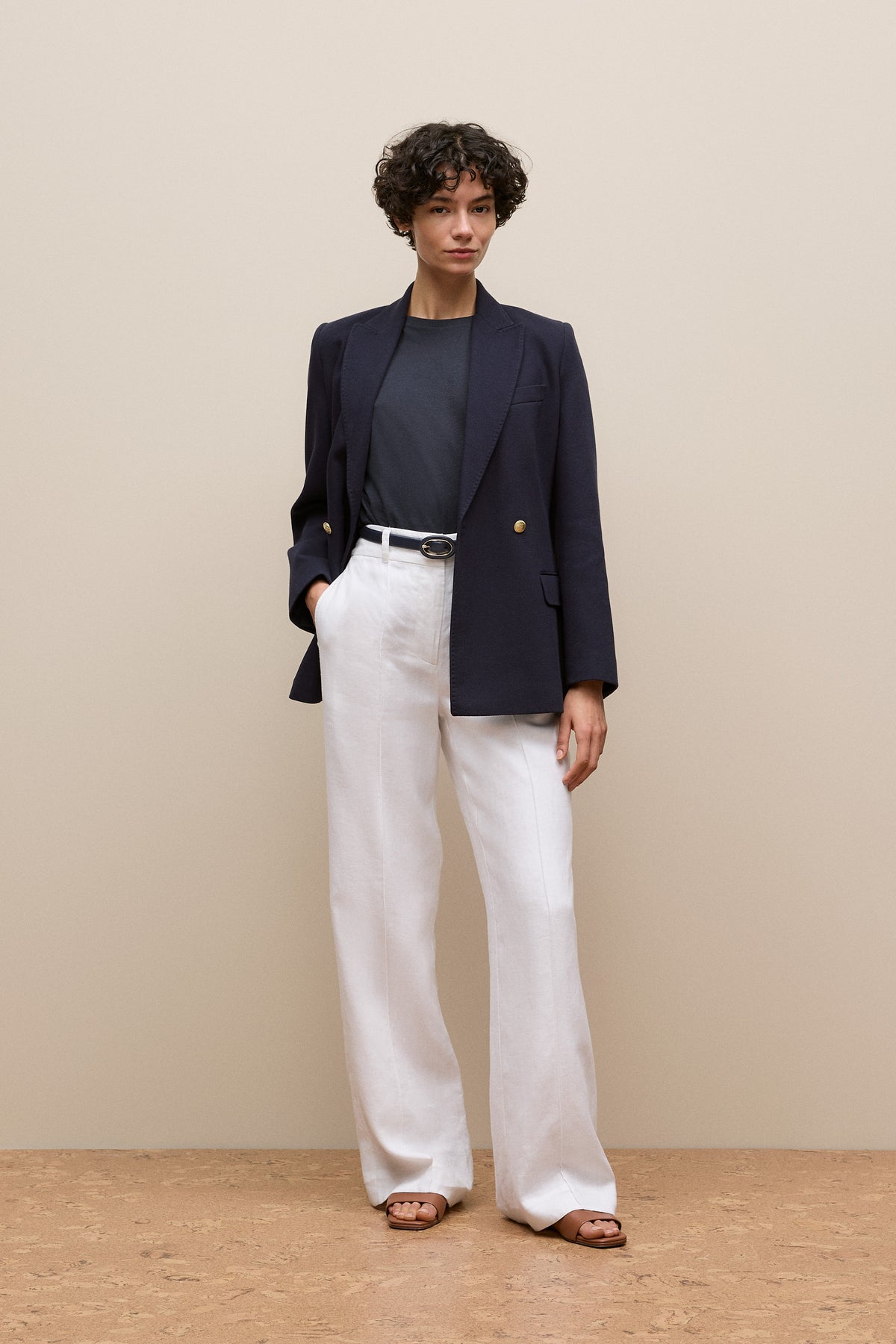 Pique Blend Double Breasted Blazer