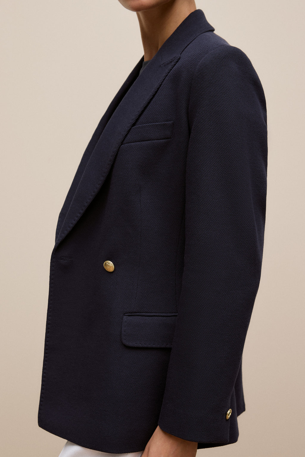 Pique Blend Double Breasted Blazer