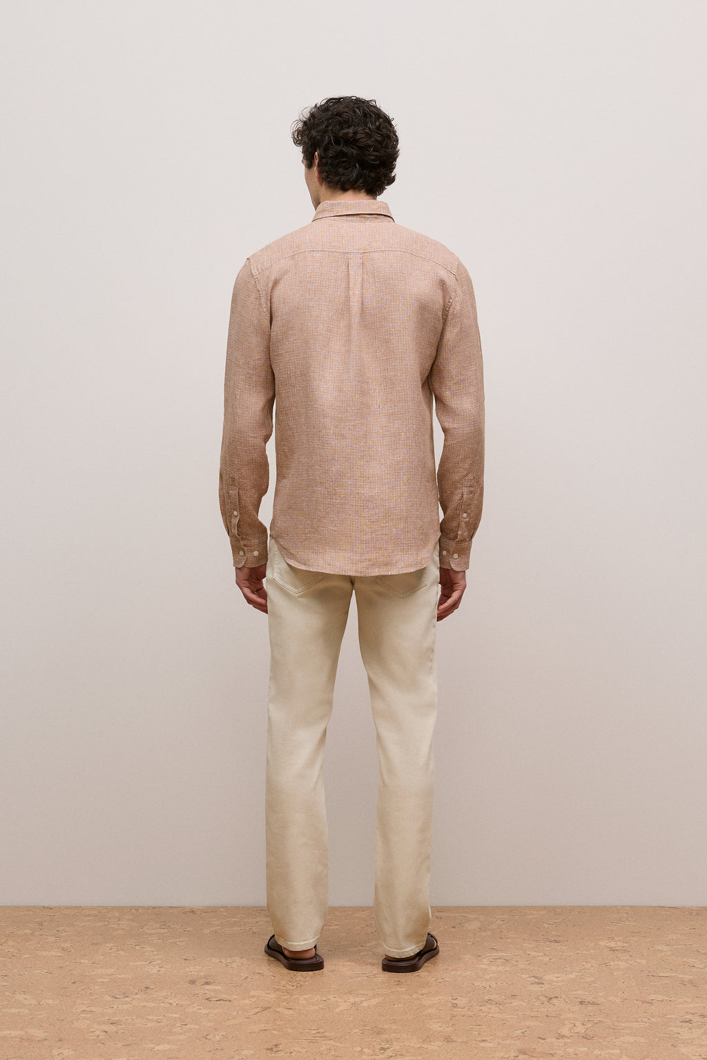 Regular Fit Yarn Dyed Linen Grid Shirt
