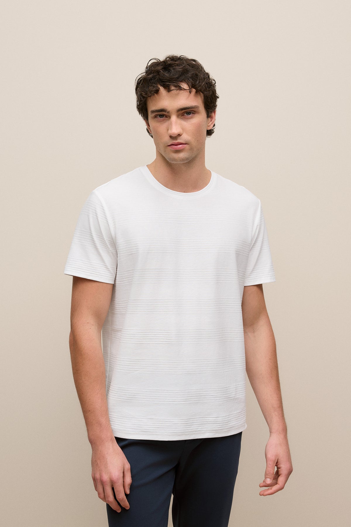 Cotton Jacquard Stripe T-Shirt