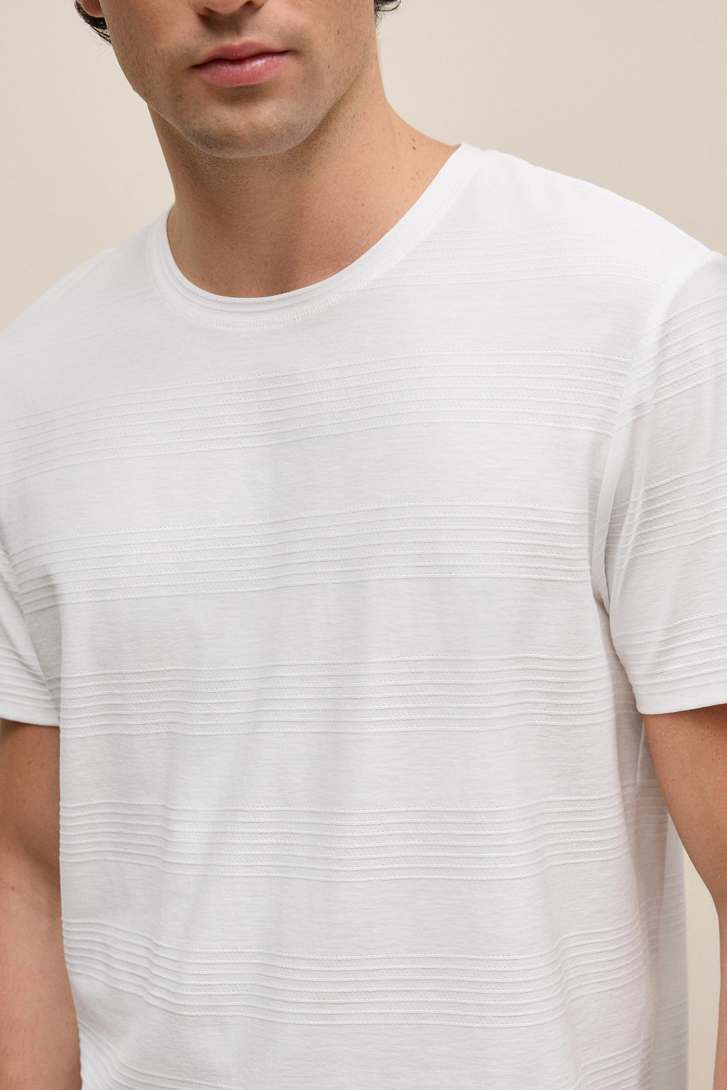 Cotton Jacquard Stripe T-Shirt