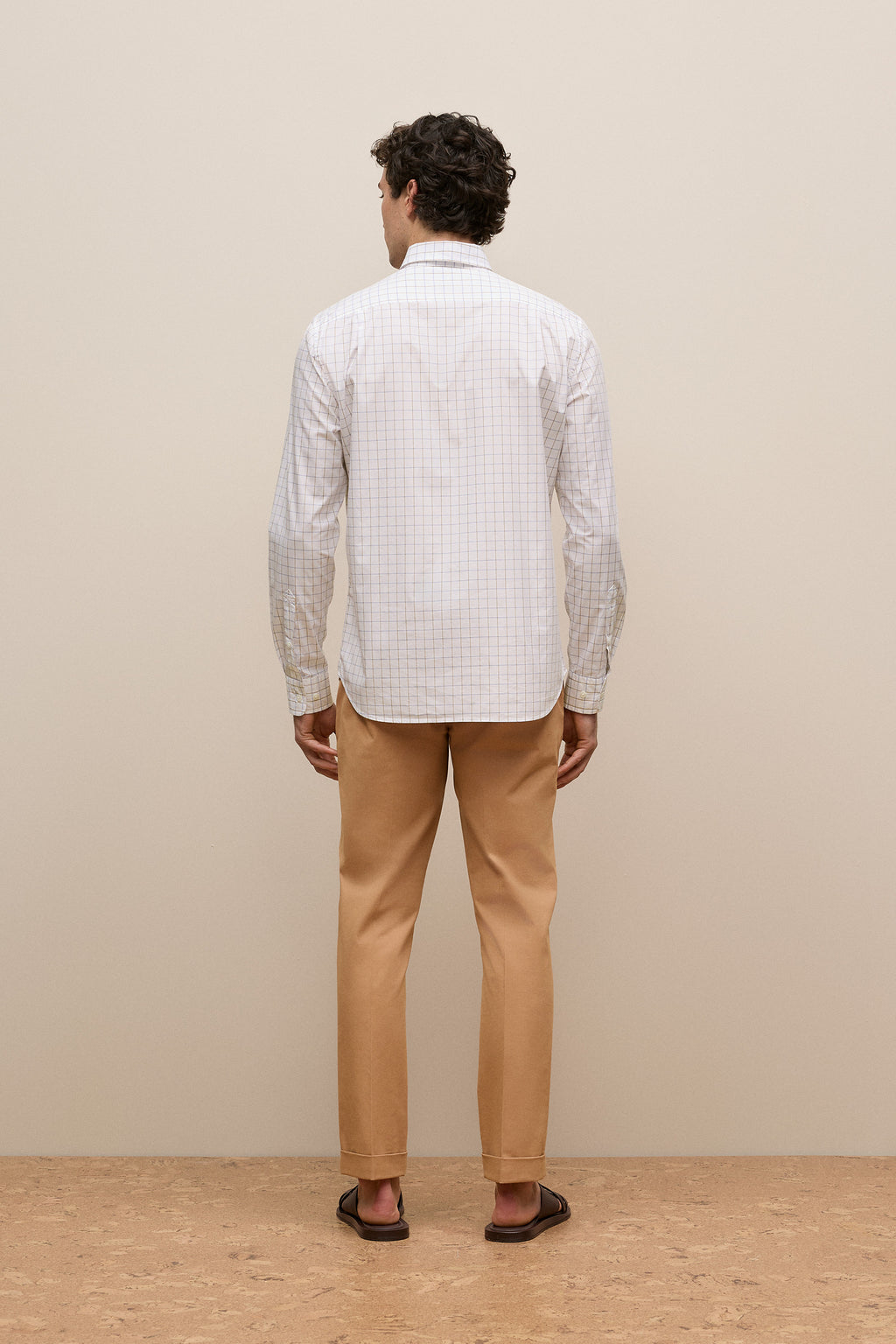 Regular Fit Poplin Grid Long Sleeve Shirt