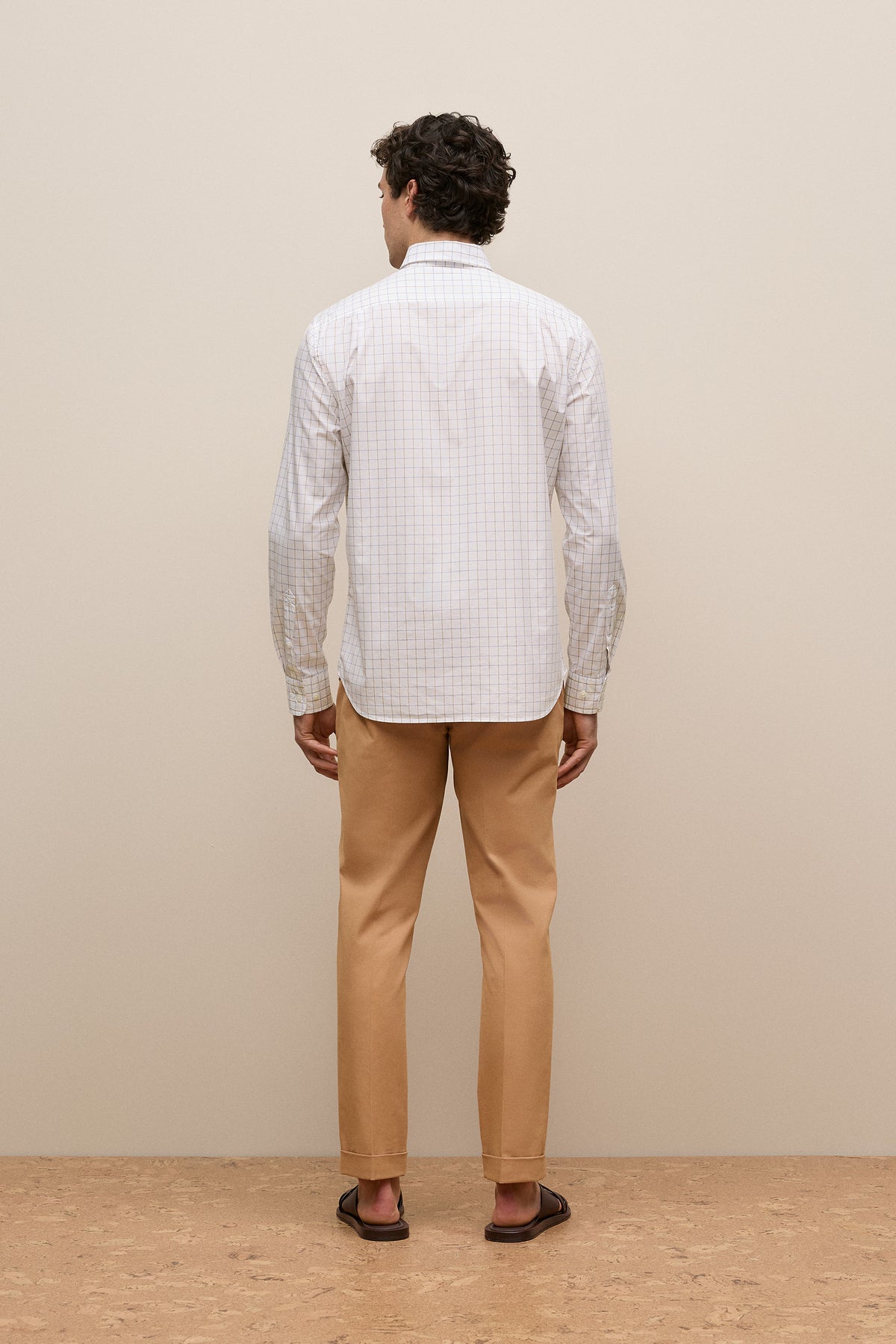 Regular Fit Poplin Grid Long Sleeve Shirt