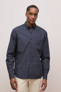 Regular Fit Poplin Grid Long Sleeve Shirt