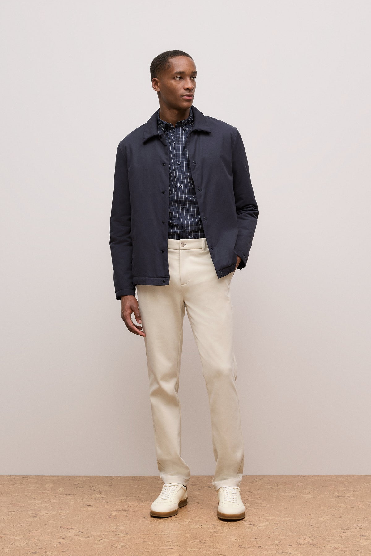 Regular Fit Poplin Grid Long Sleeve Shirt