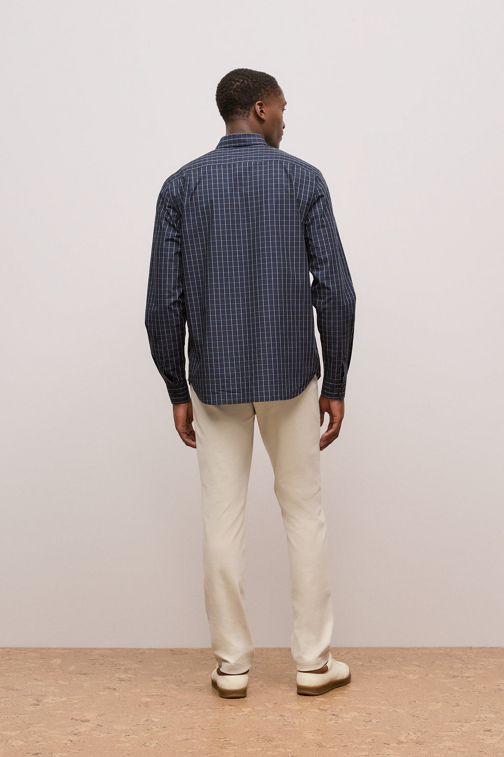 Regular Fit Poplin Grid Long Sleeve Shirt