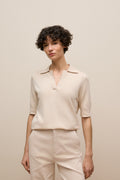 Cotton Cashmere Half Sleeve Polo