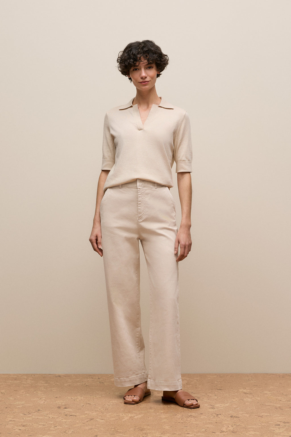 Cotton Cashmere Half Sleeve Polo