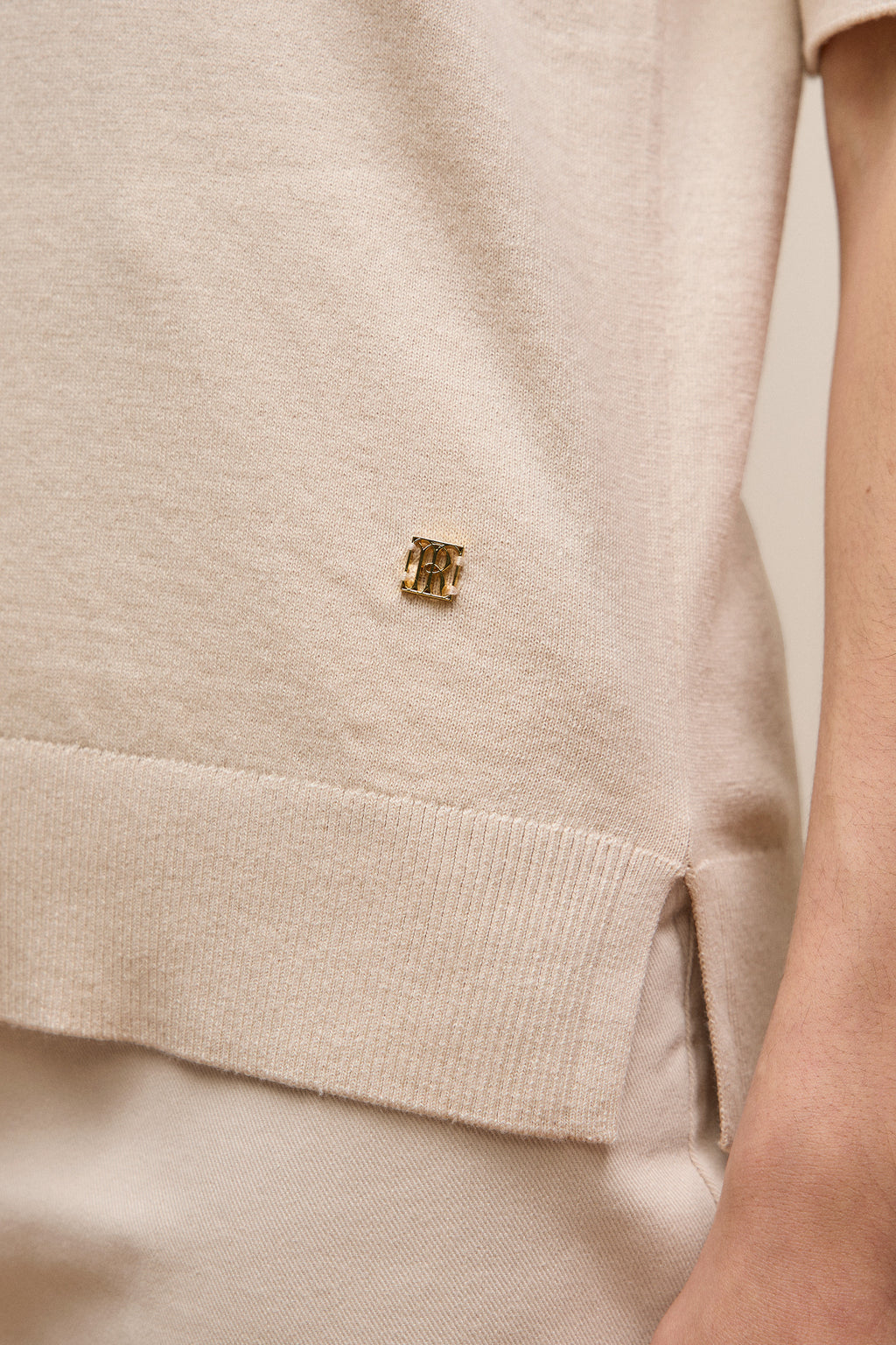 Cotton Cashmere Half Sleeve Polo