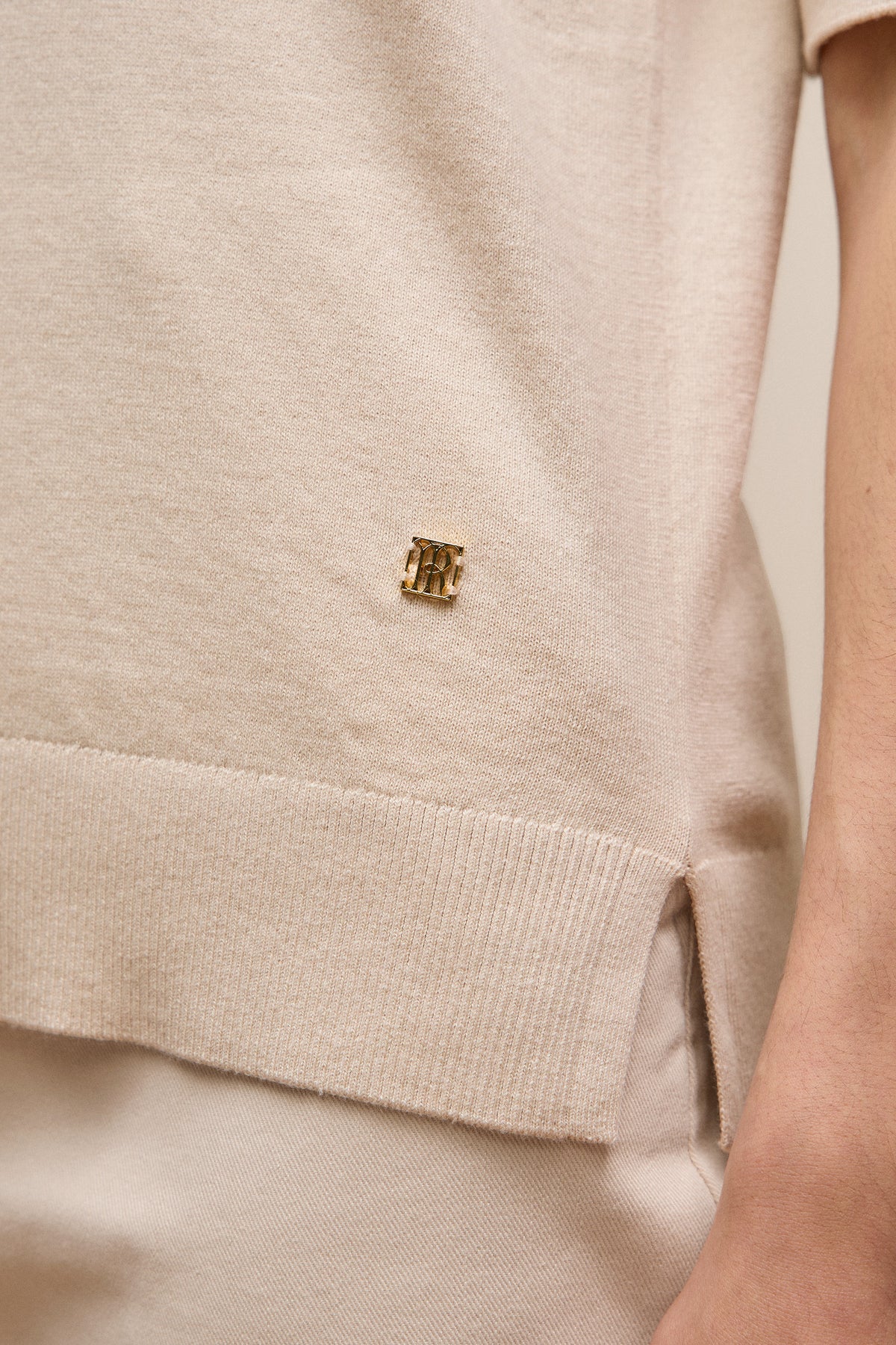 Cotton Cashmere Half Sleeve Polo