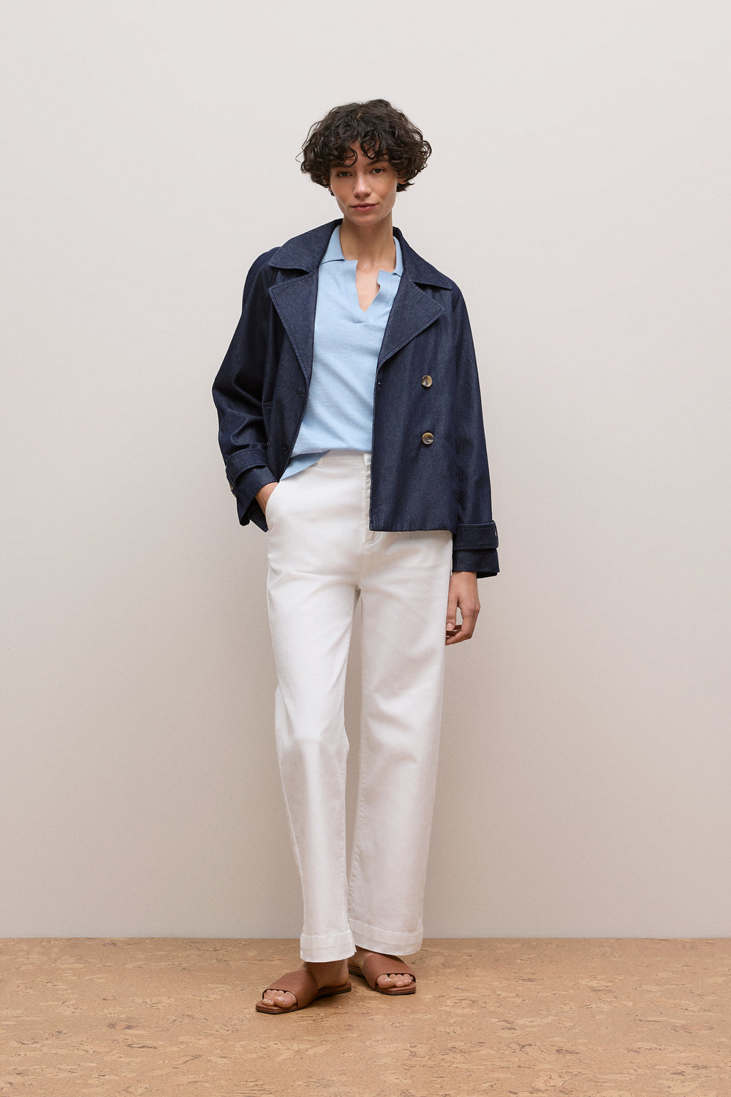 Cotton Cashmere Half Sleeve Polo