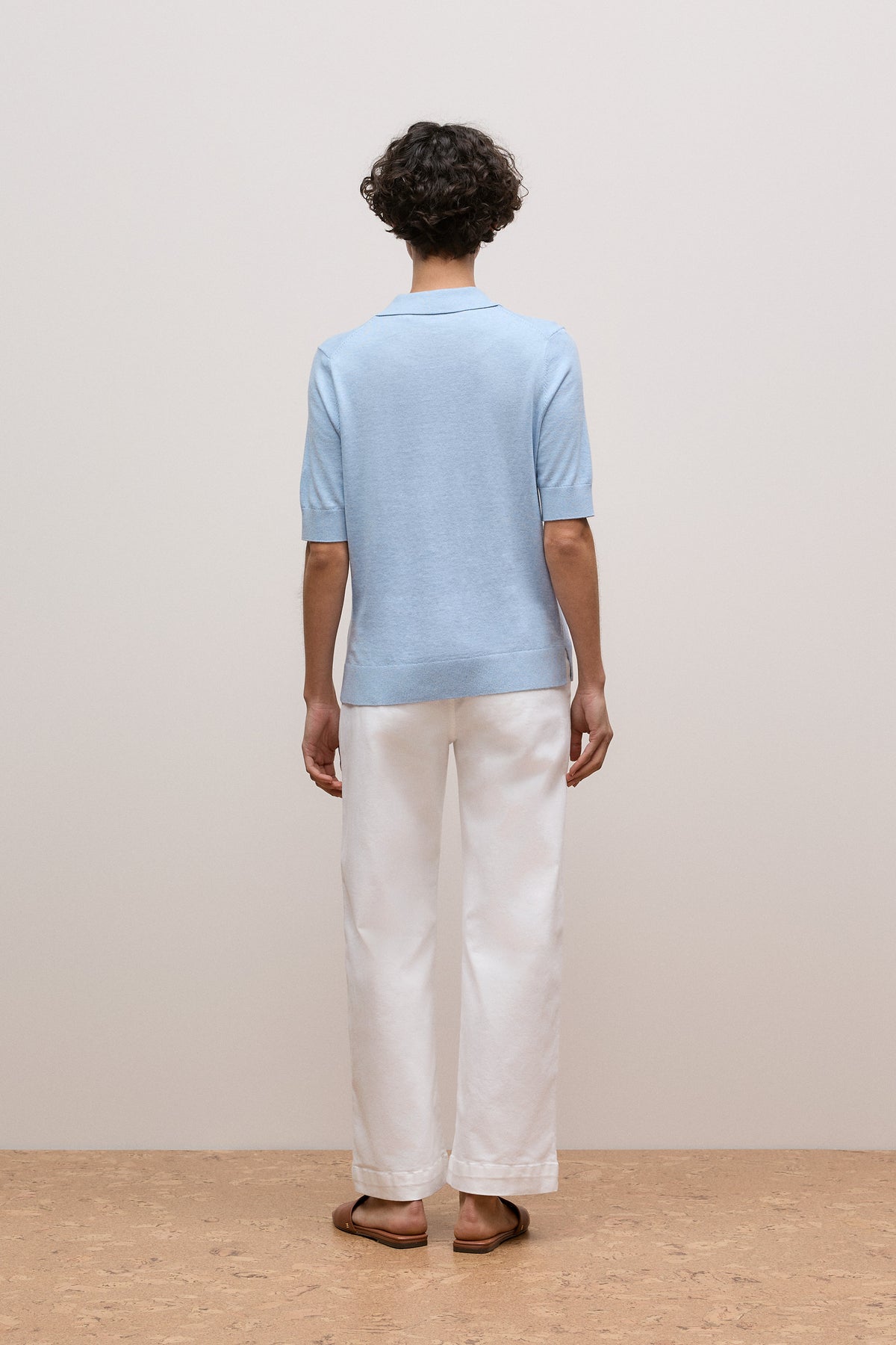 Cotton Cashmere Half Sleeve Polo