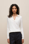 Cotton Cashmere Long Sleeve Polo