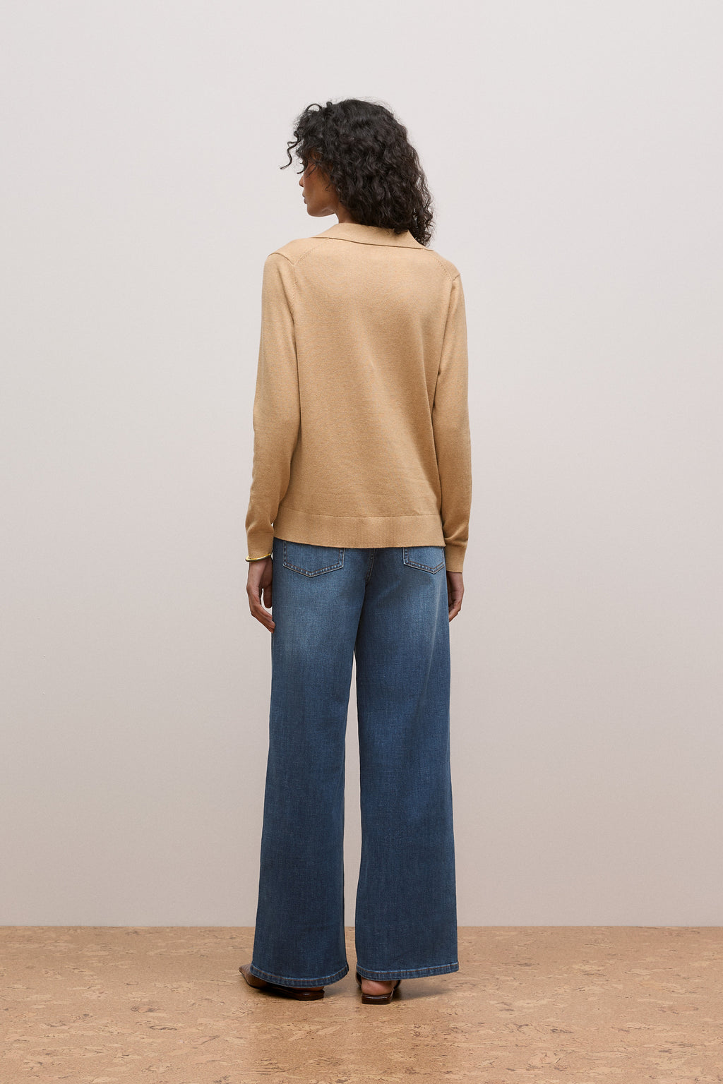 Cotton Cashmere Long Sleeve Polo