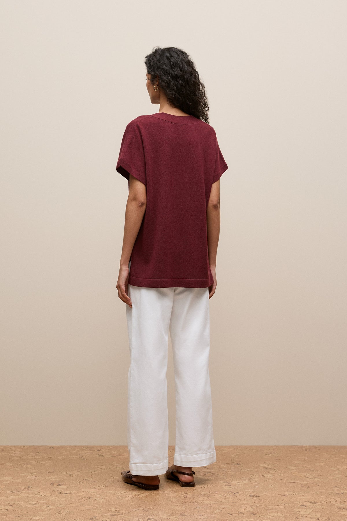 Merino Cashmere Relaxed V Neck Knit