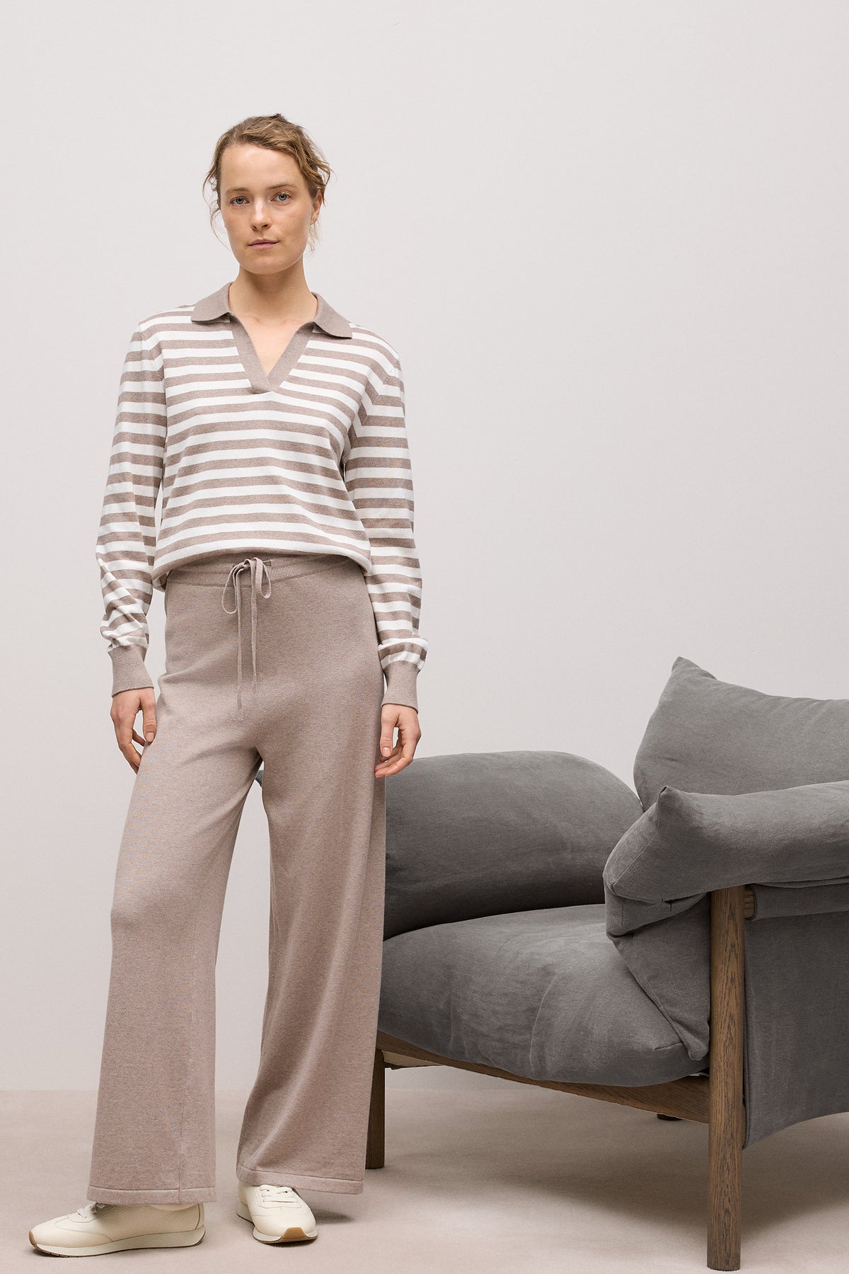 Cotton Cashmere Stripe Knit Polo