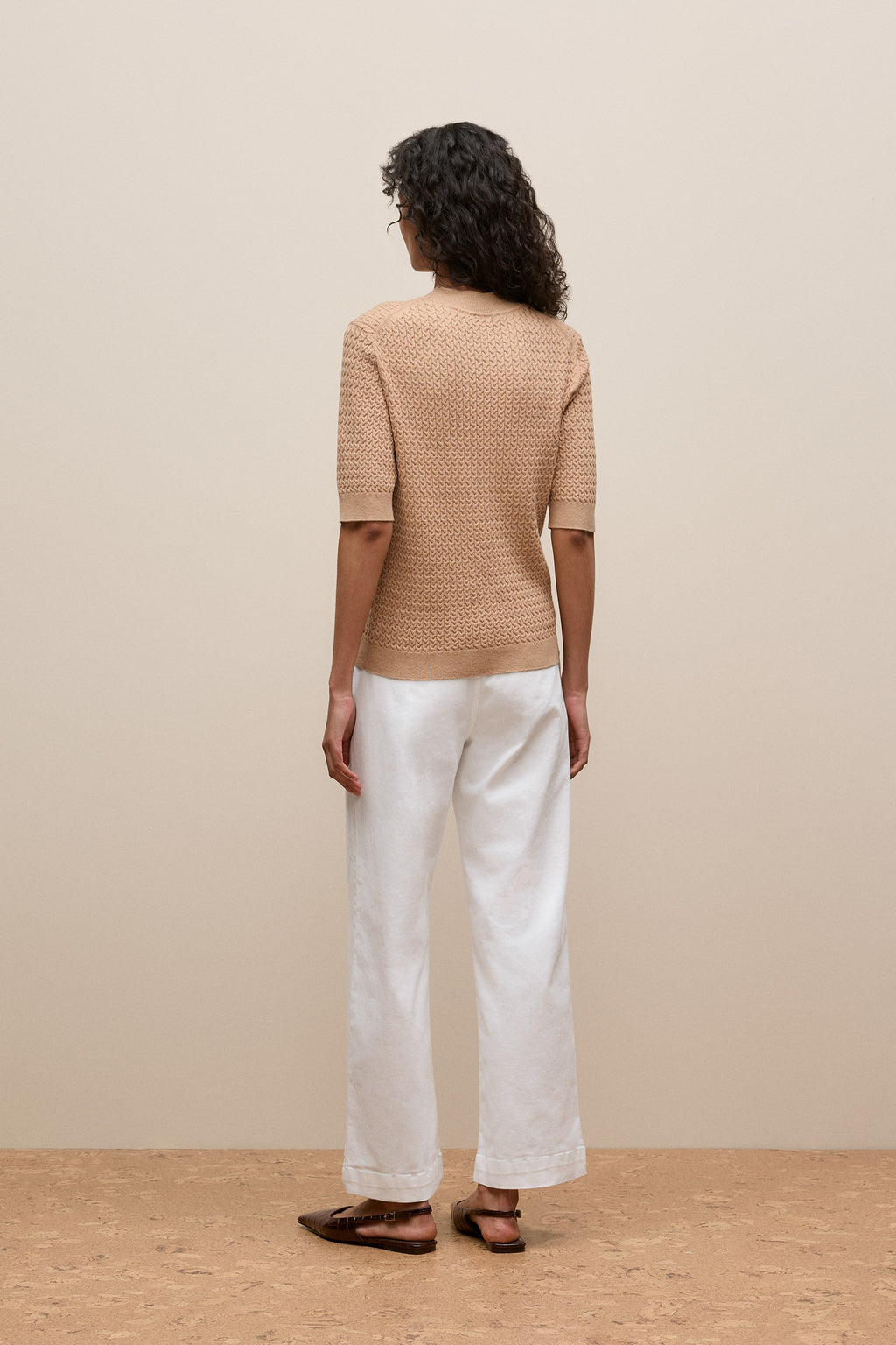 Cotton Cashmere Cable Mock Neck Knit