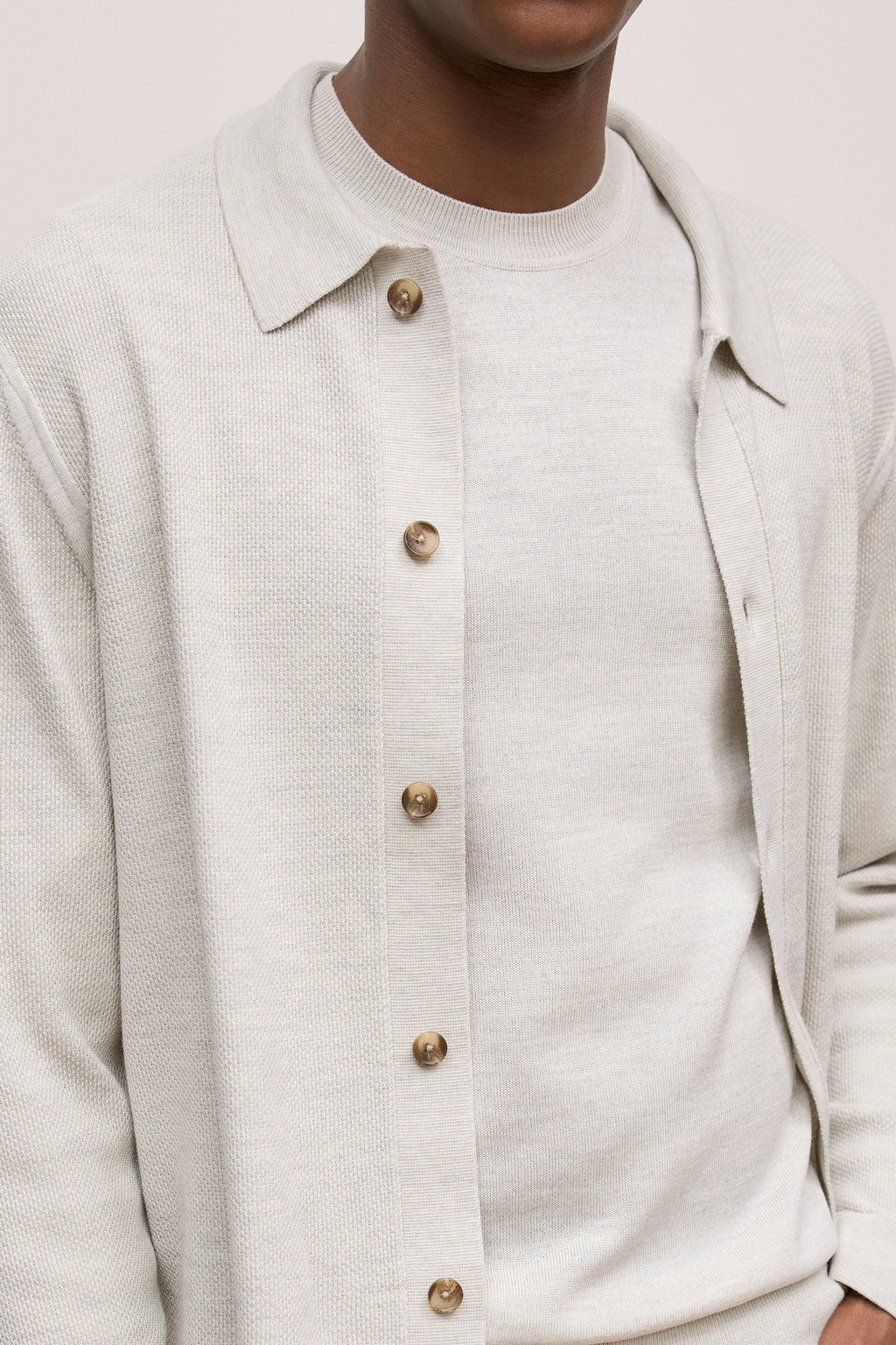 Merino Texture Knit Long Sleeve Shirt