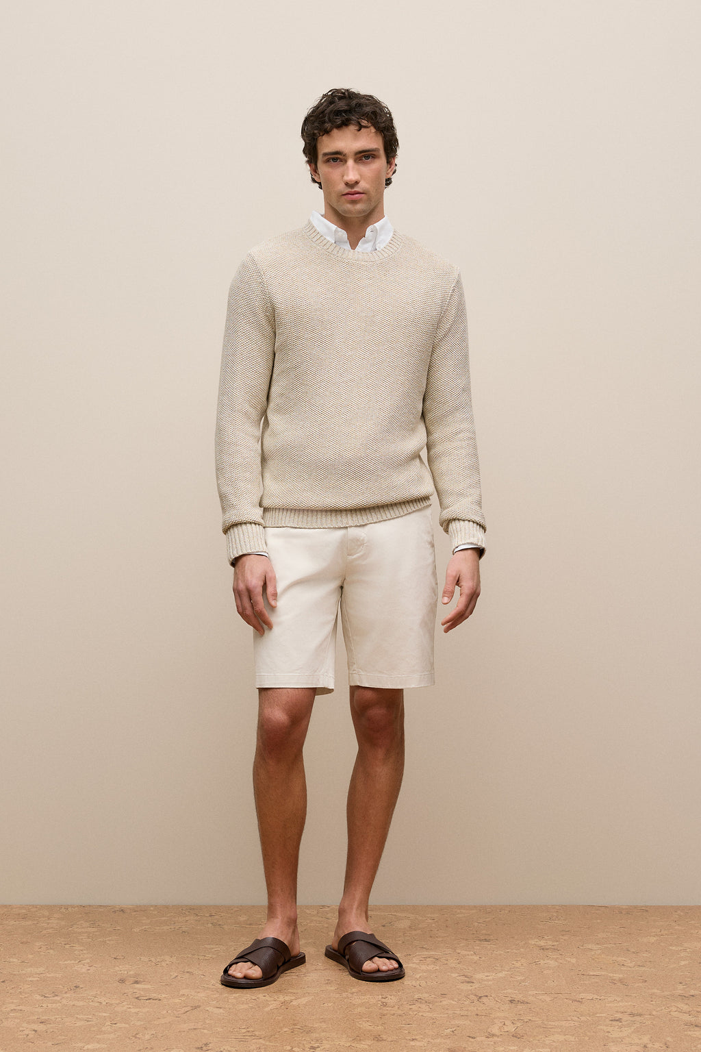 Linen Cotton Texture Knit Crew