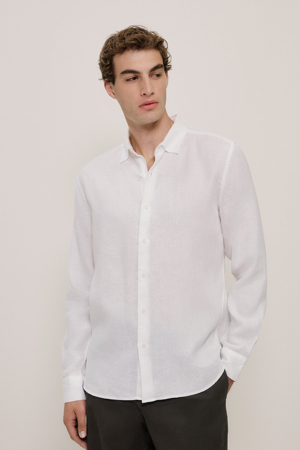 Tailored Fit Linen Long Sleeve Shirt