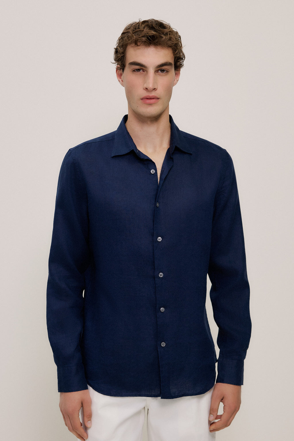 Tailored Fit Linen Long Sleeve Shirt