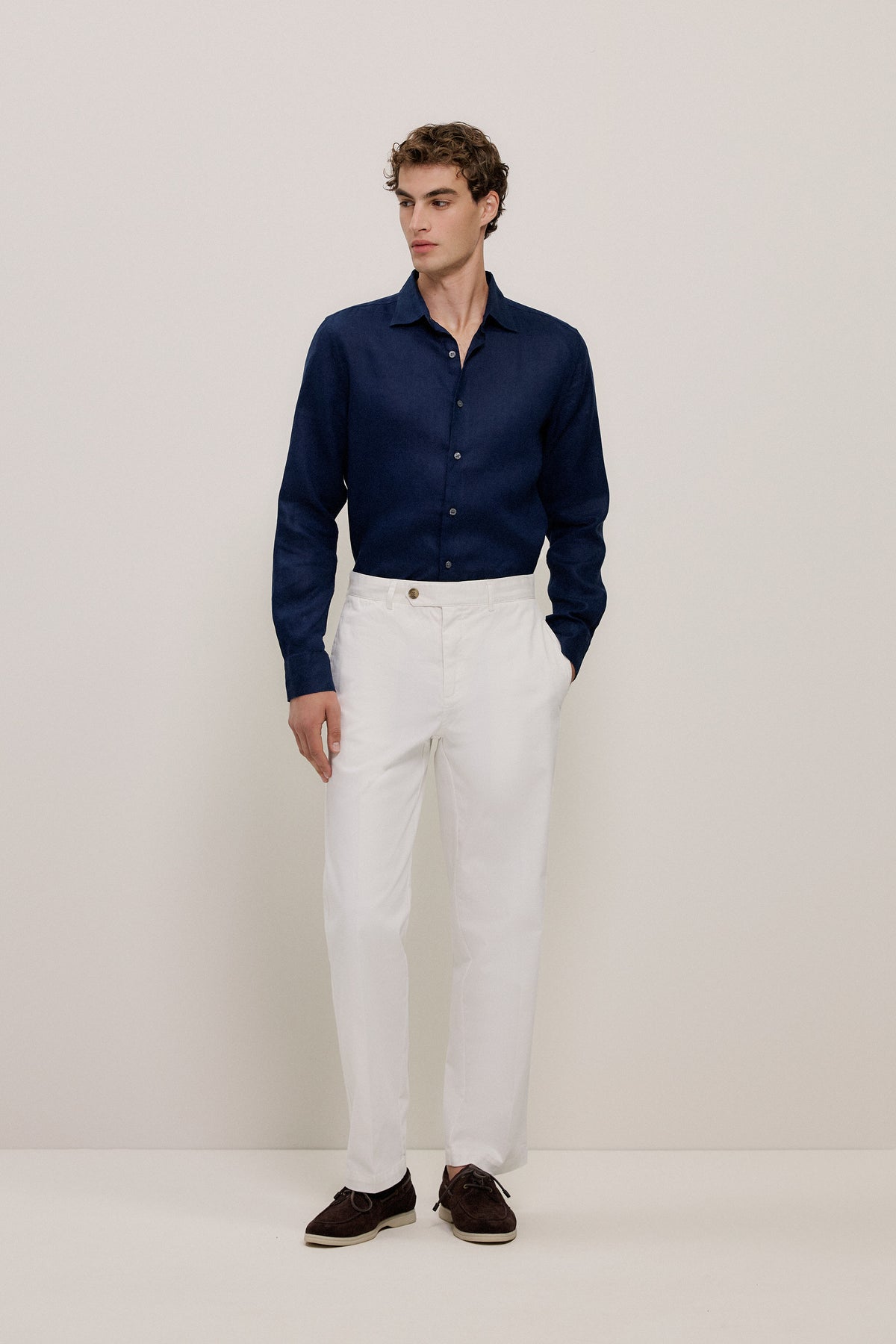 Tailored Fit Linen Long Sleeve Shirt