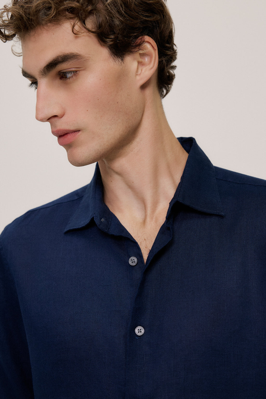 Tailored Fit Linen Long Sleeve Shirt
