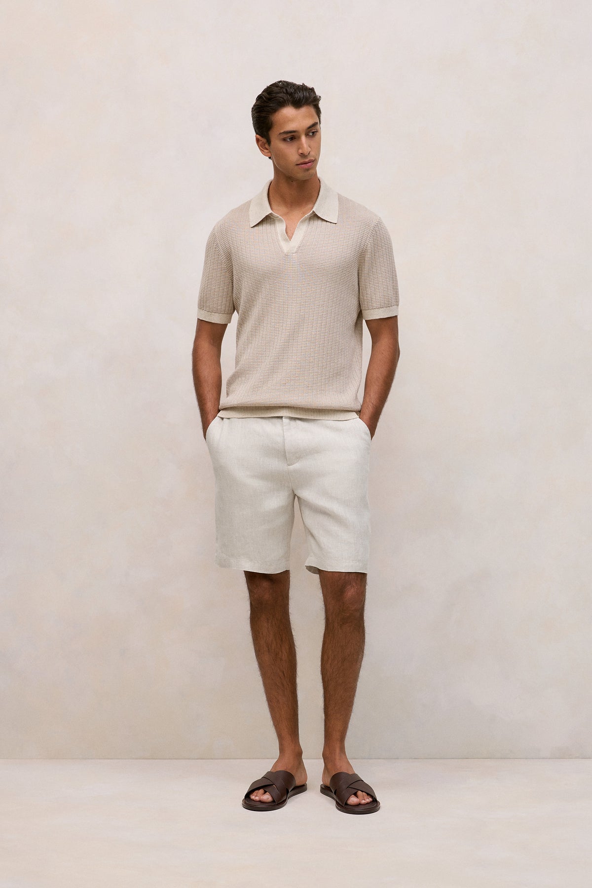 Linen Cotton Mouline Stripe Polo