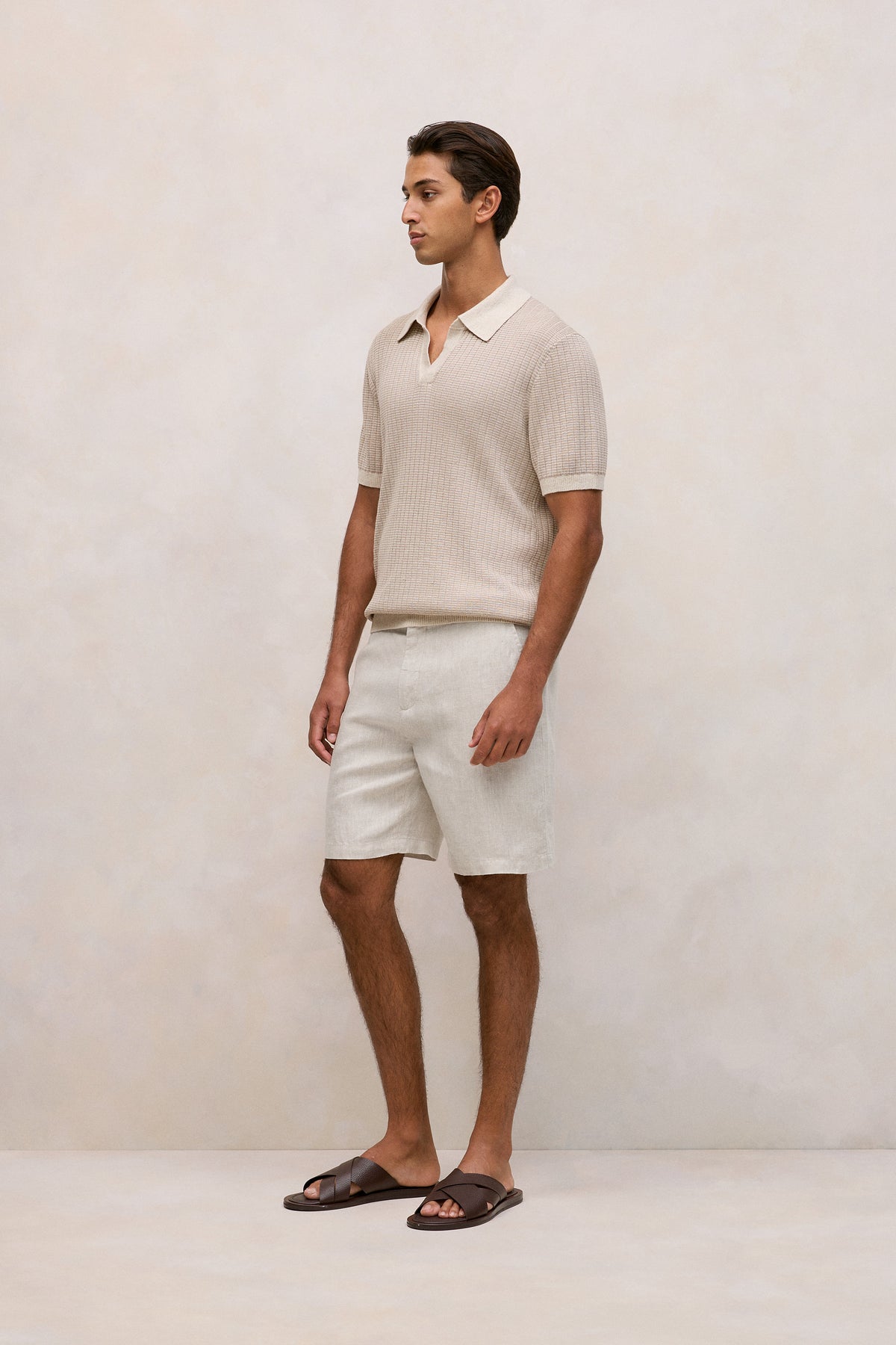 Linen Cotton Mouline Stripe Polo