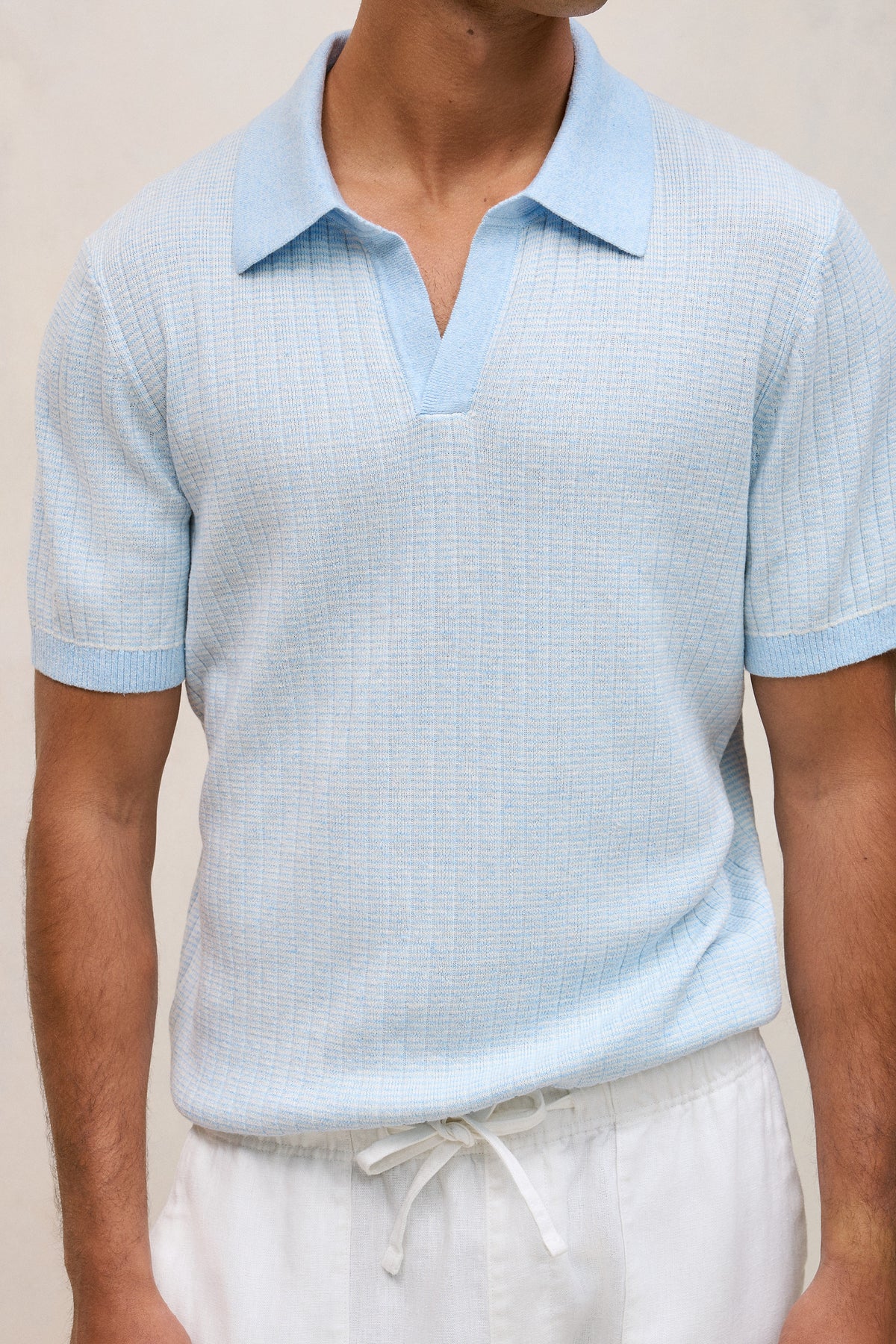 Linen Cotton Mouline Stripe Polo