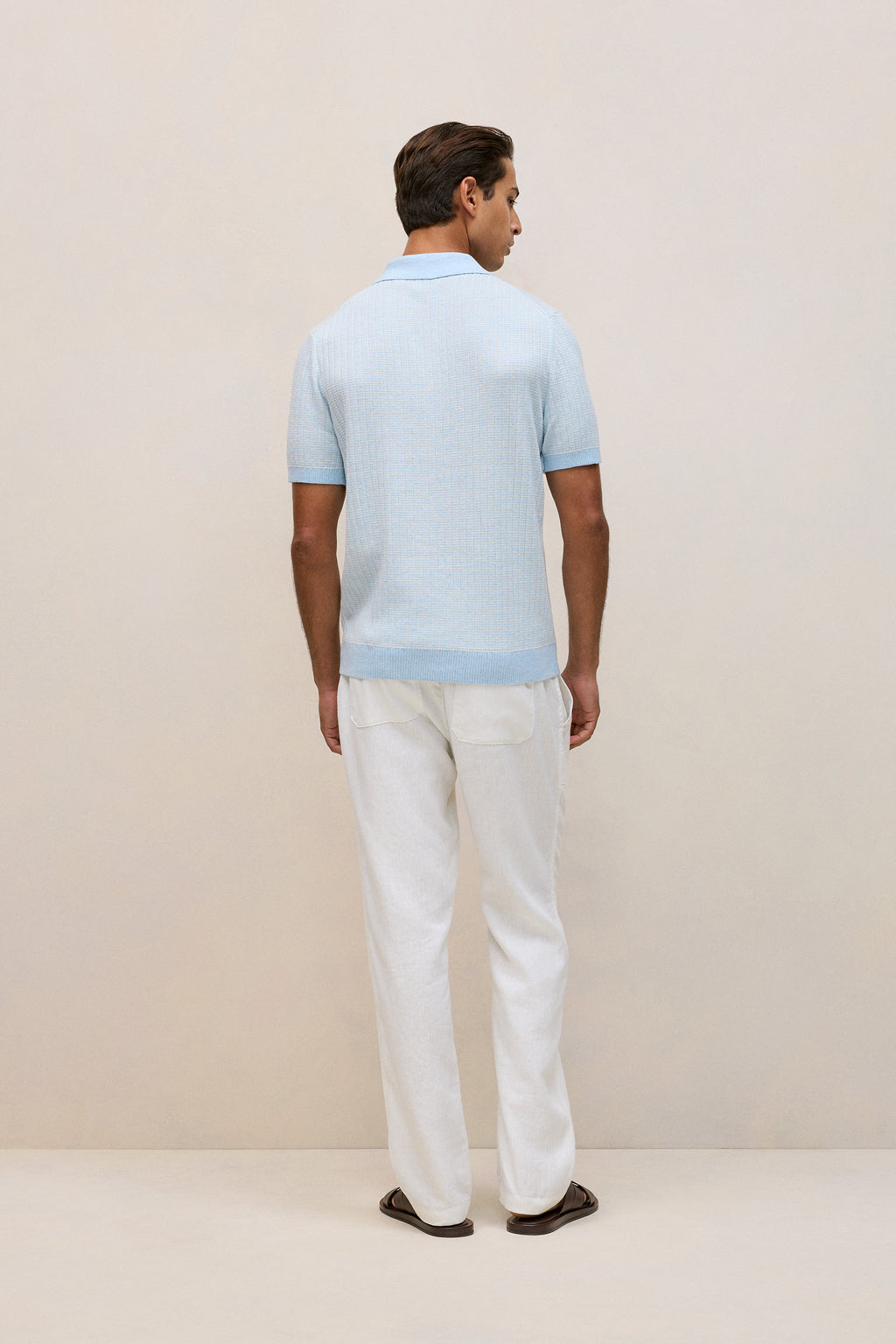Linen Cotton Mouline Stripe Polo