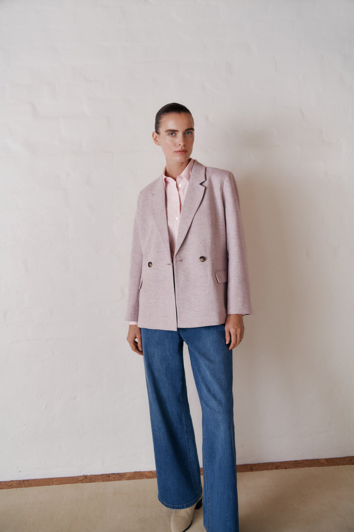 Italian Wool Blend Double Breasted Blazer