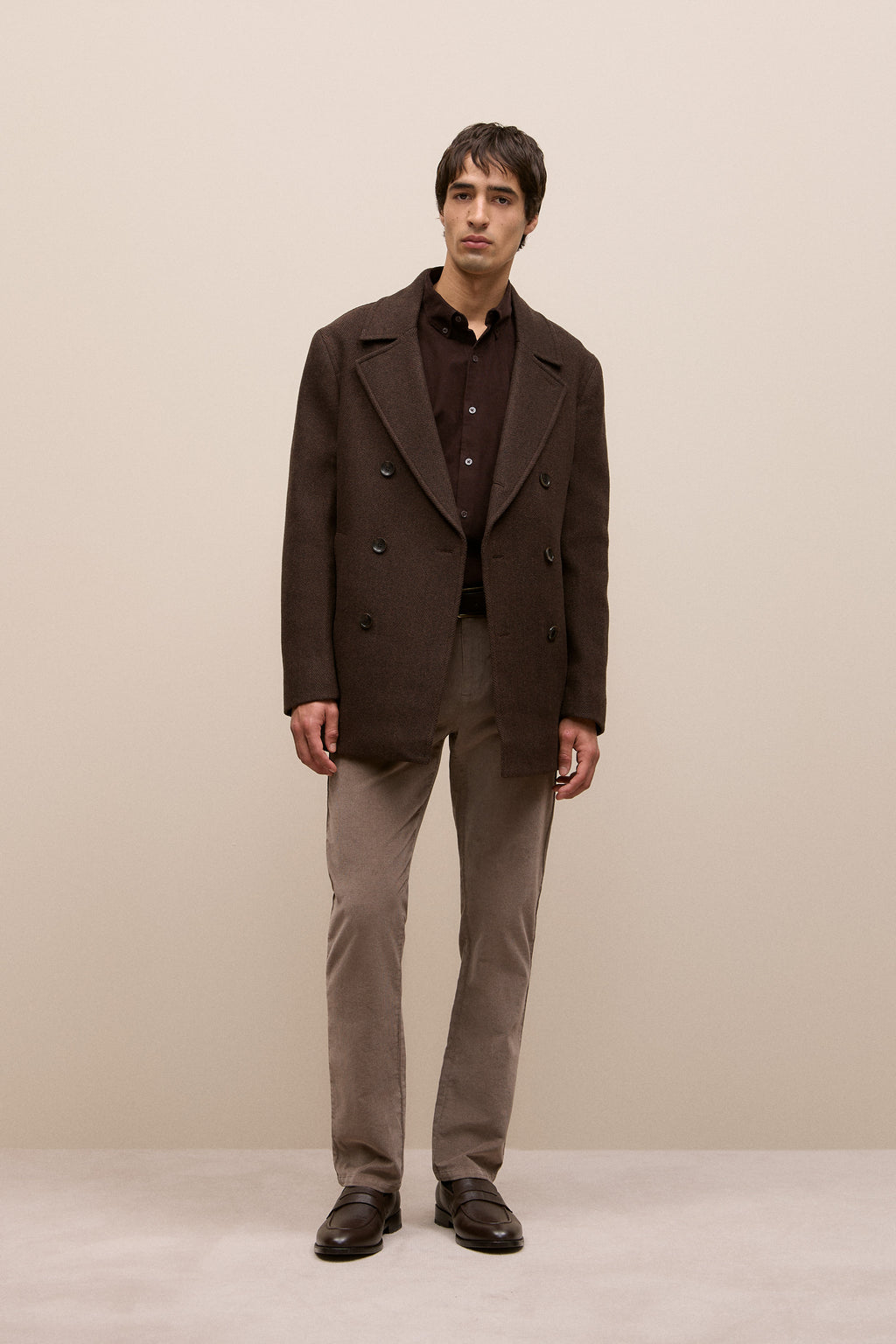 Italian Wool Herringbone Peacoat