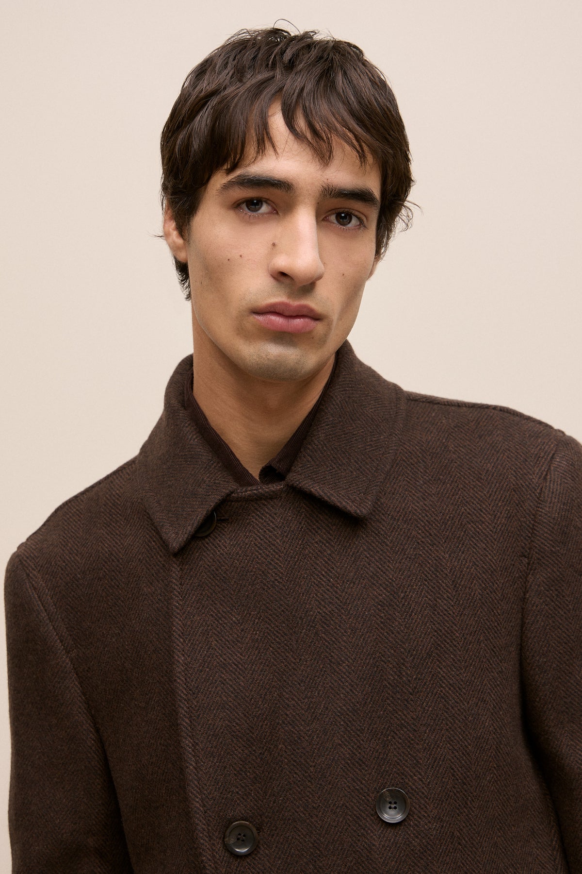Italian Wool Herringbone Peacoat