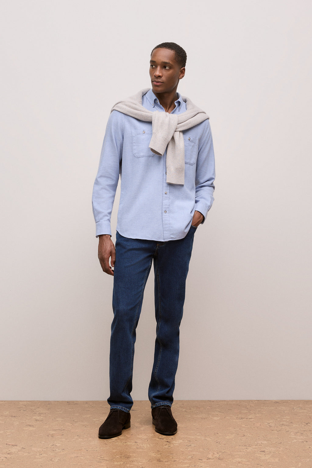 Brushed Cotton Melange Shirt