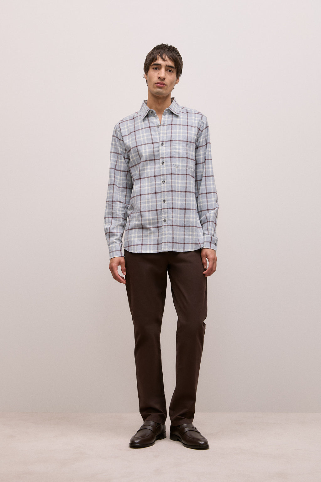 Brushed Cotton Melange Check Shirt