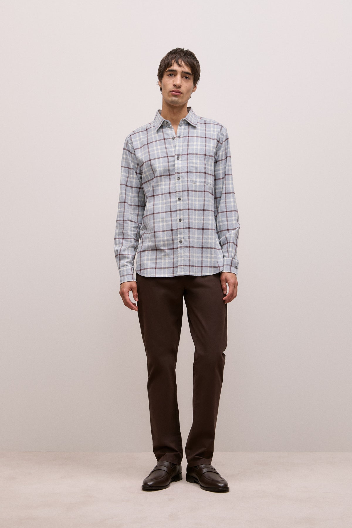 Brushed Cotton Melange Check Shirt
