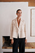 Double Faced Wool Check Peacoat