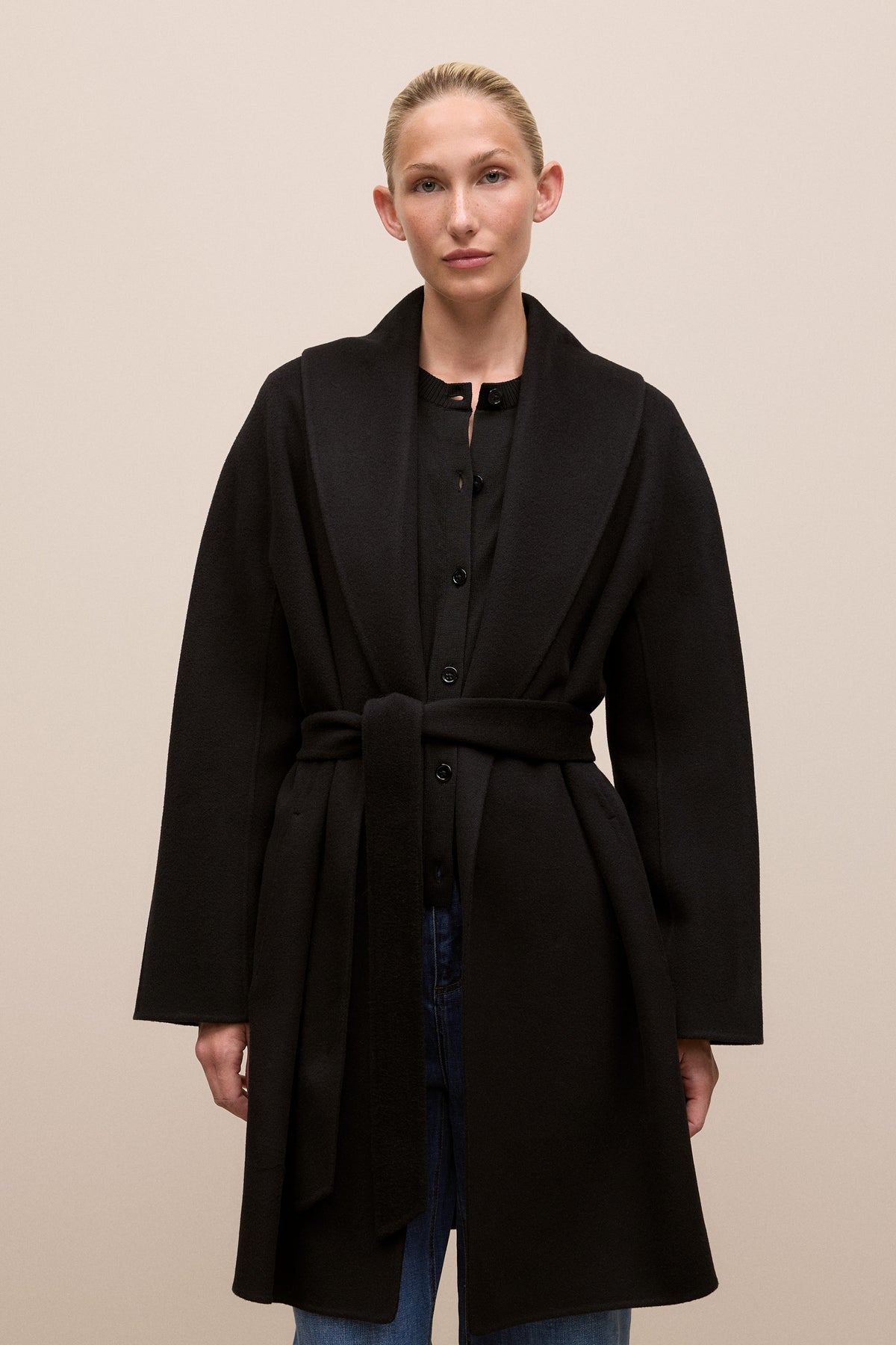 Double Faced Wool Wrap Coat