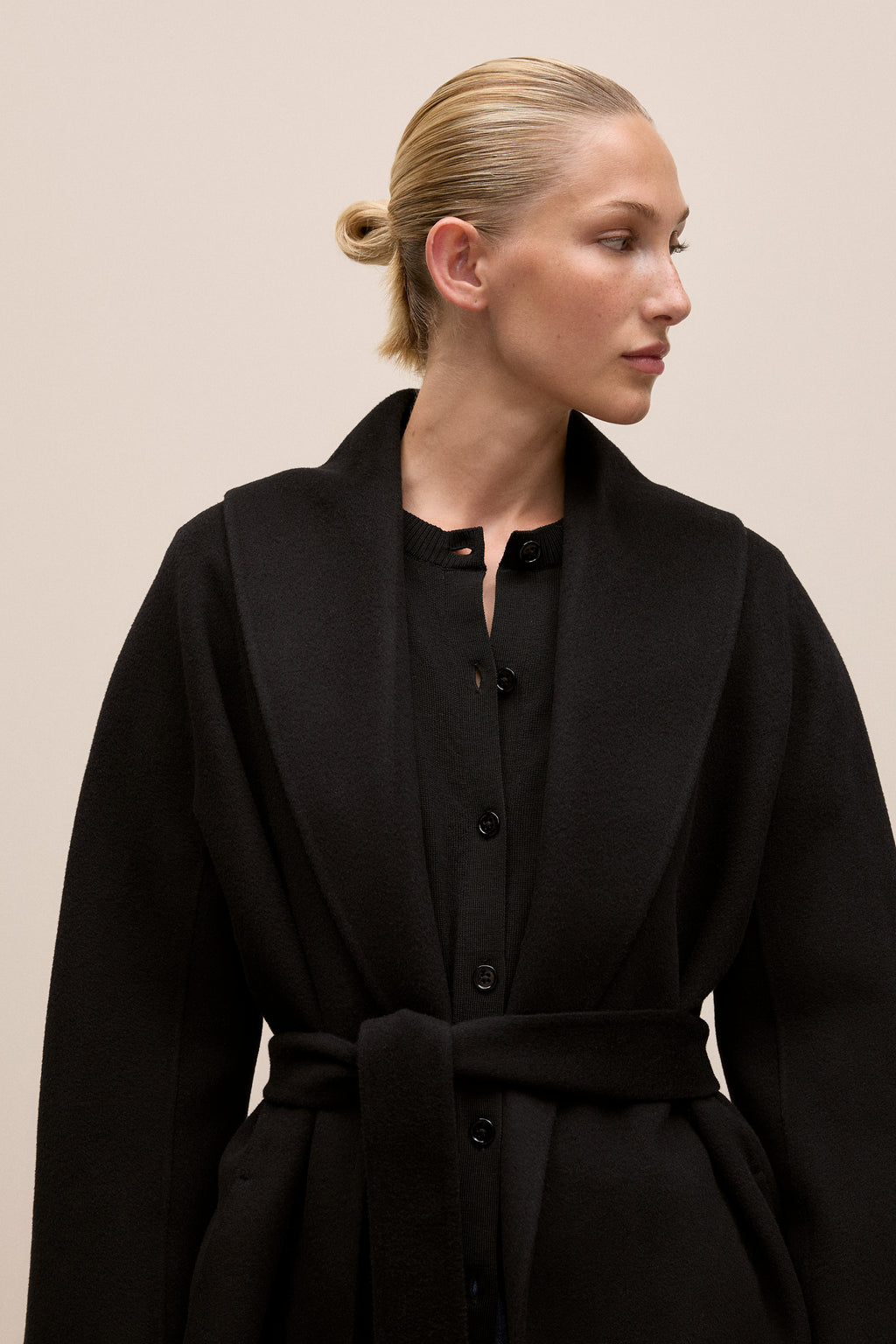 Double Faced Wool Wrap Coat