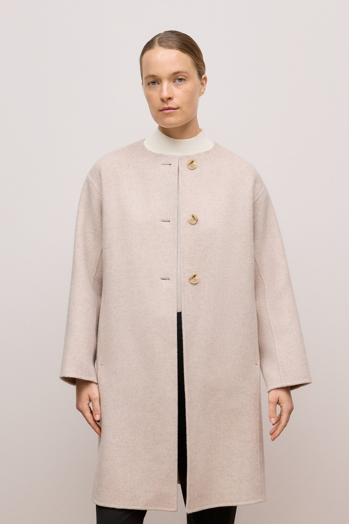Brushed Wool Silk Scarf Coat