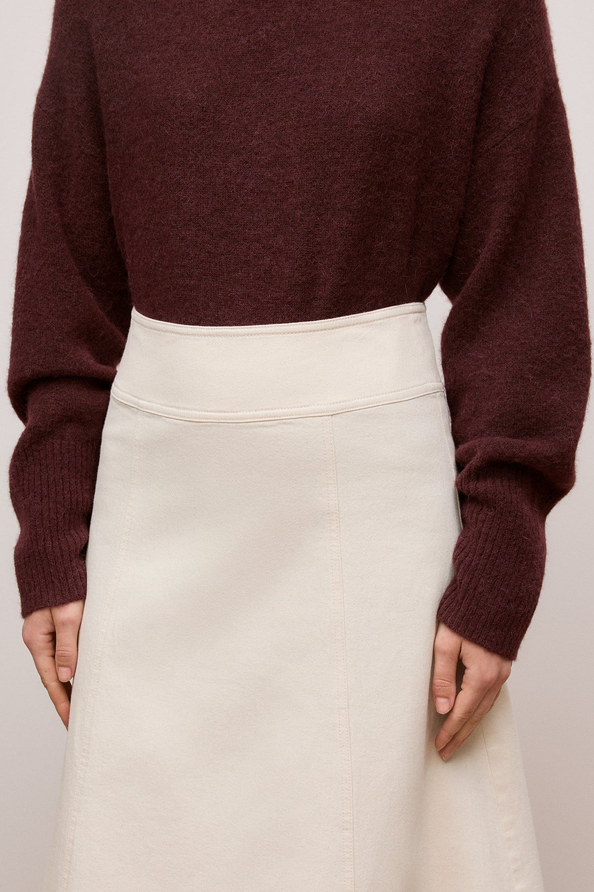 Natural Seed Denim Panelled Skirt