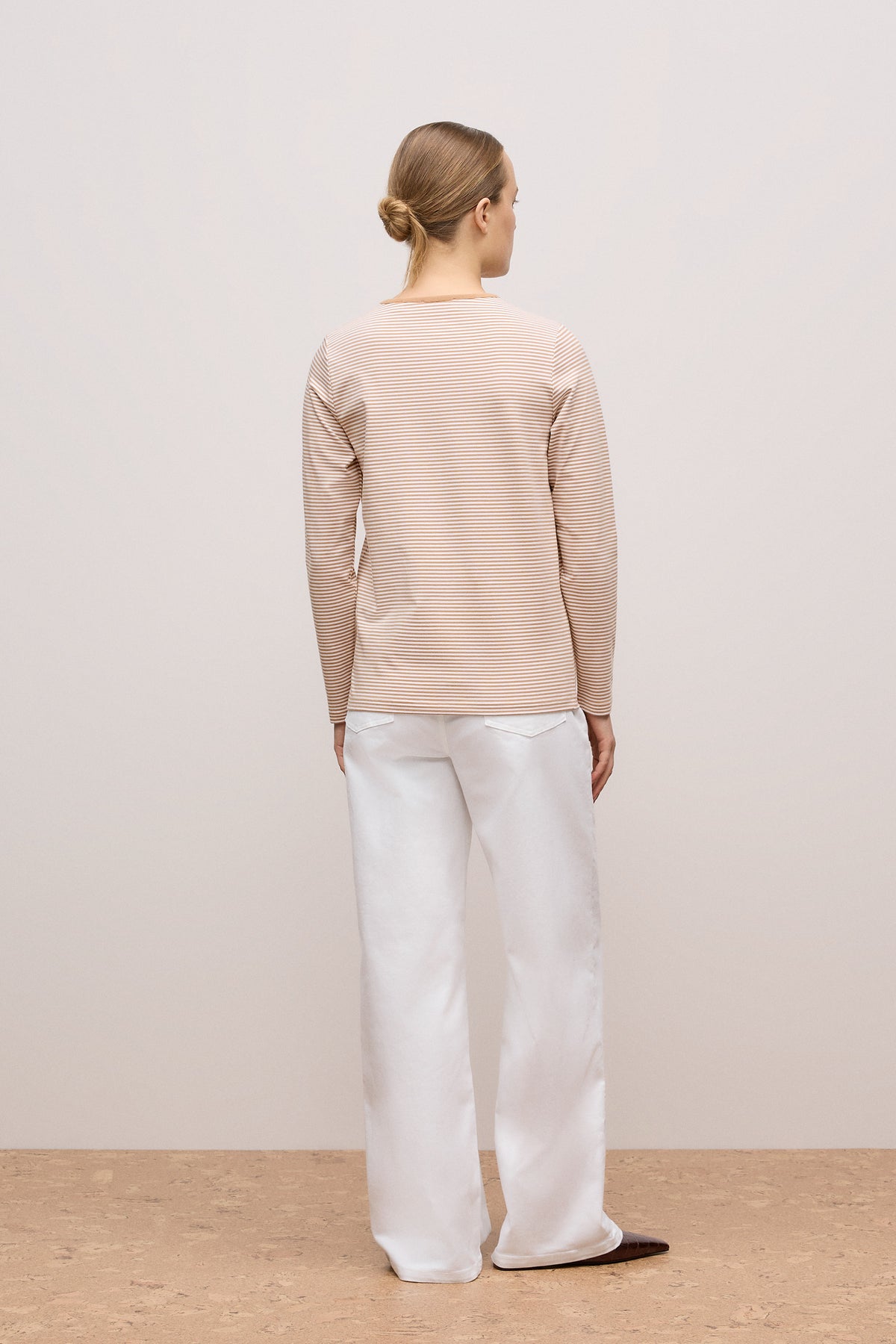 Brushed Cotton Stripe Long Sleeve T-Shirt