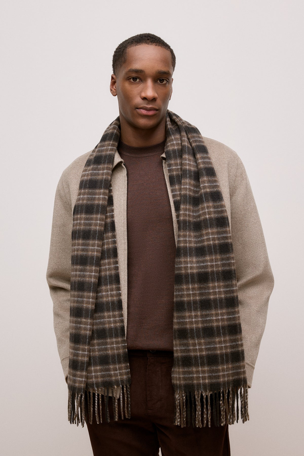 Alba Wool Cashmere Check Scarf