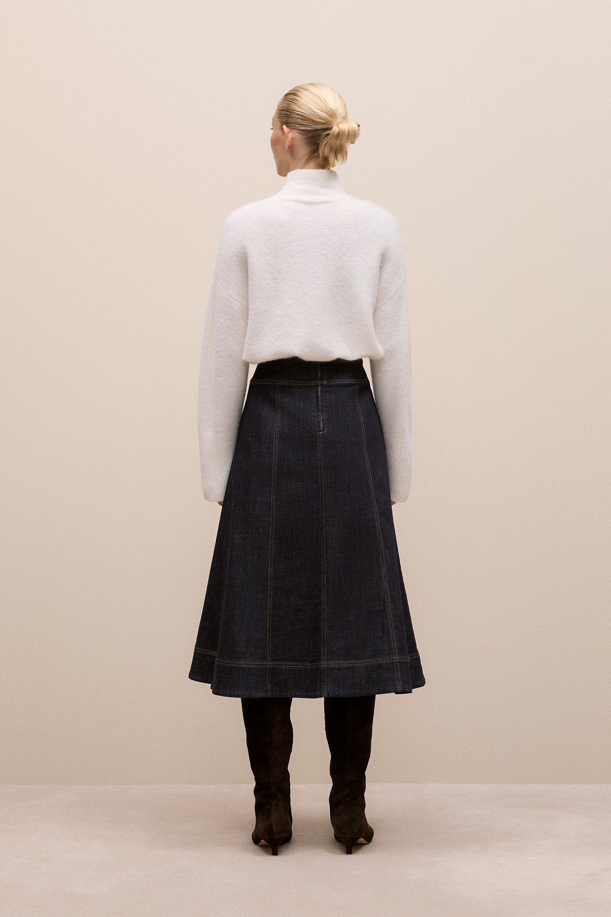 Australian Cotton Blend Denim Panelled Skirt
