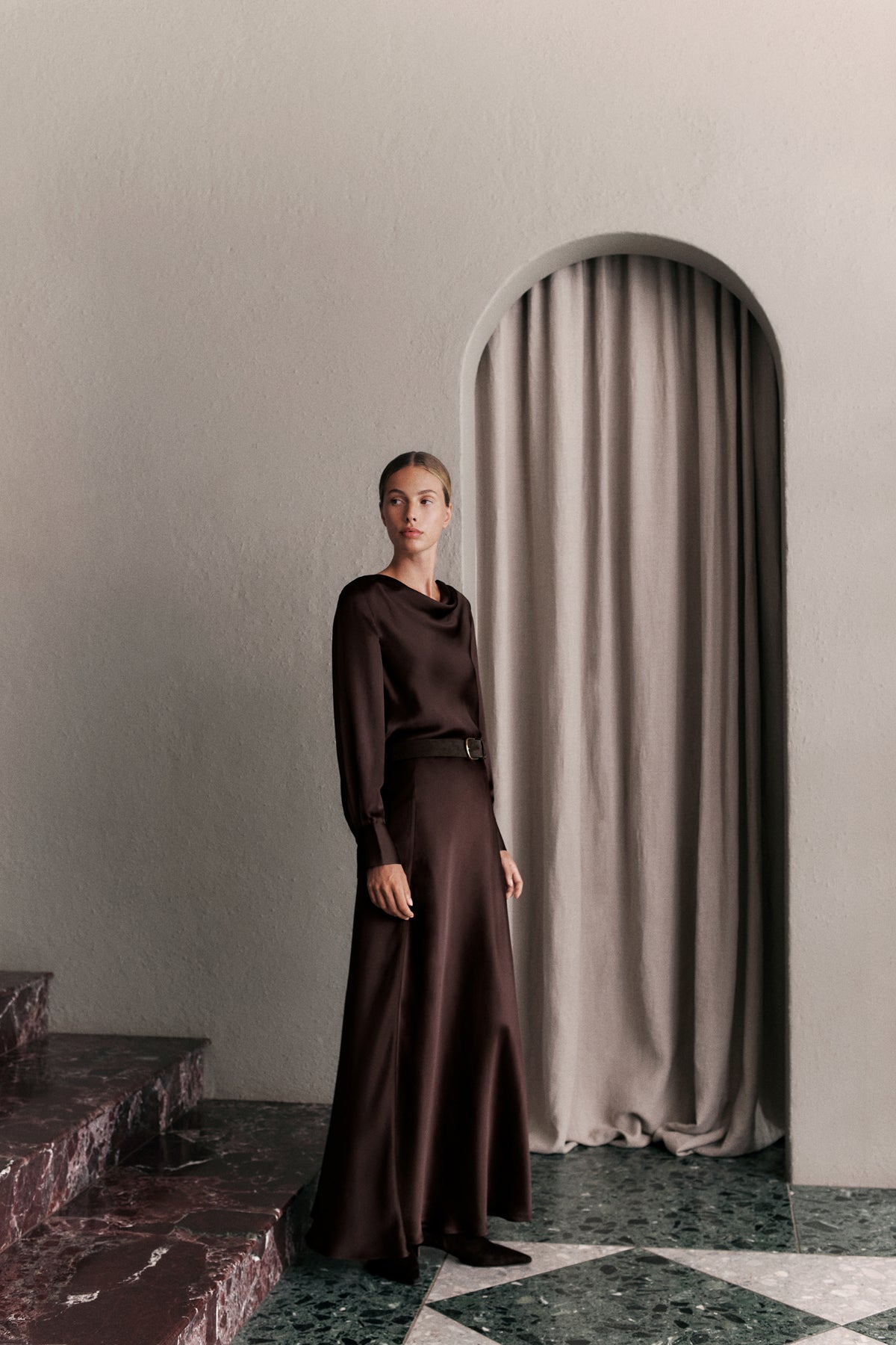 Satin Bias Cut Maxi Skirt