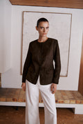Suede Collarless Jacket
