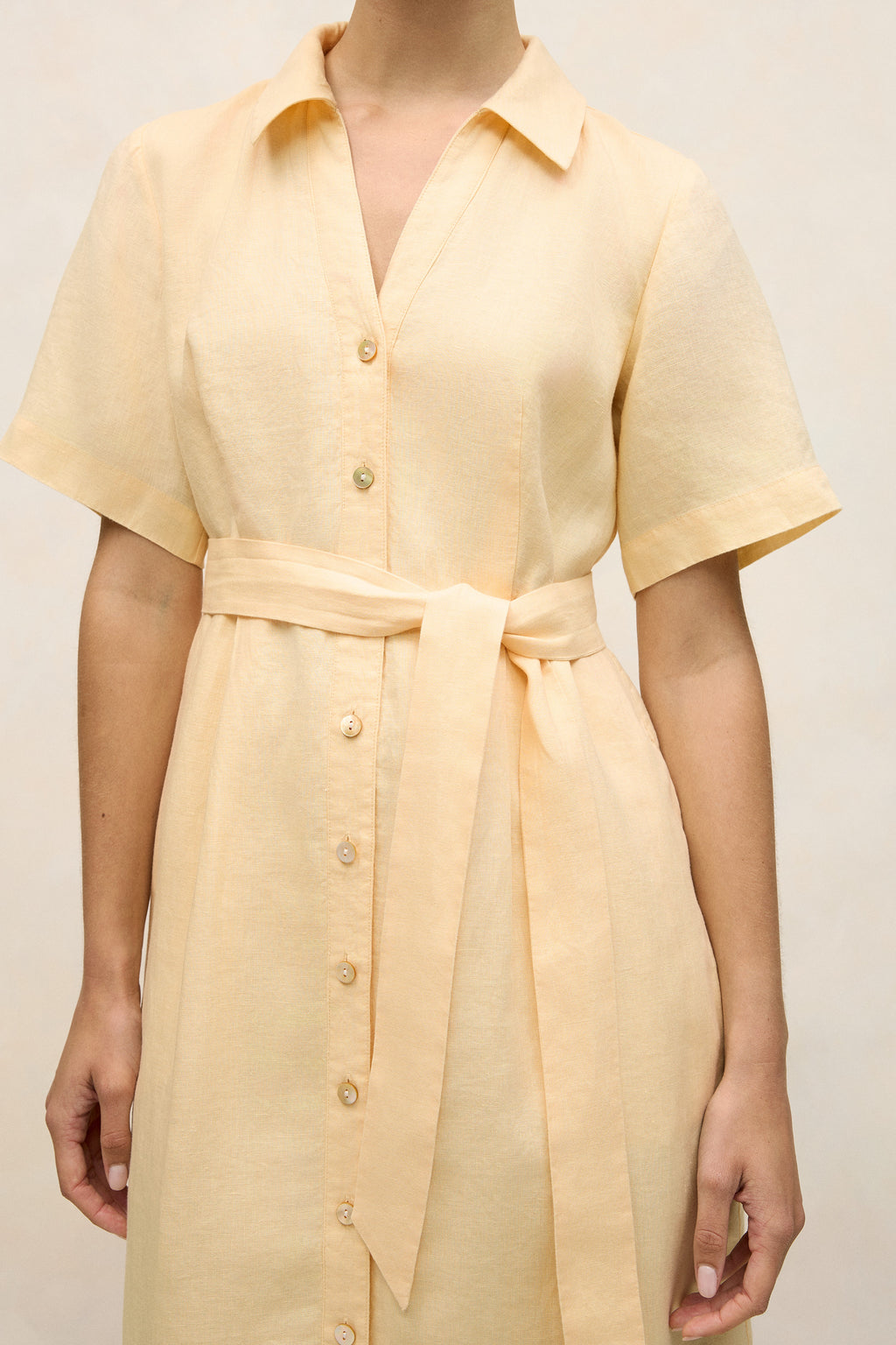 Linen Button Detail Shirt Dress